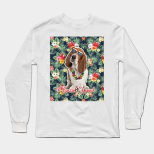 Basset Hound Summer Funky Hawaiian, Hawaii Style, Dog Personalized Hawaiian Long Sleeve T-Shirt